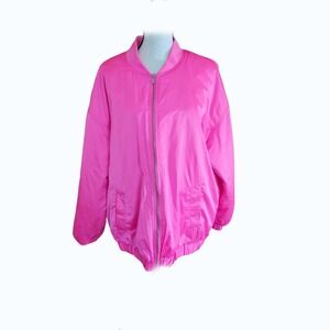 Hot Pink Quilted Bomber Jacket Size Large